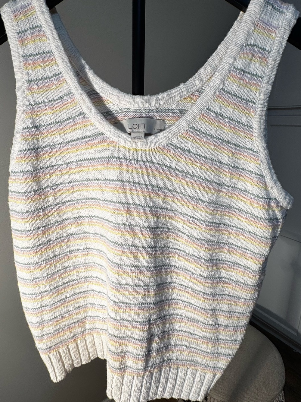 LOFT Petites Knit Sweater Tank Top MP Pastel Stripe Sleeveless